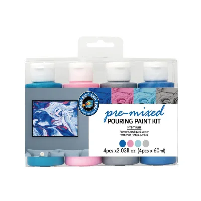 60ml bottled 4 colors pre-mixed high flow fluid bear acrylic pouring paint set