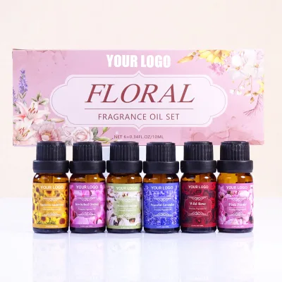 Wholesale Price Natural Essential Oils Gift Kit Pure 100%Lavender Peppermint Geranium Rose Floral Essential Oil Set Aromatherapy