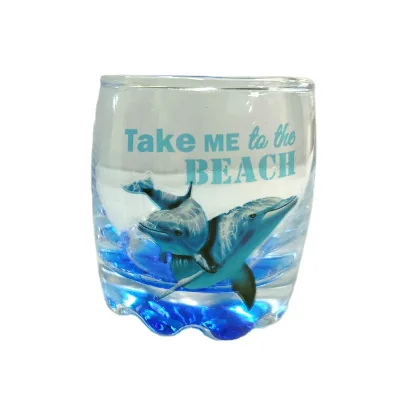 Custom Decal logo Tourist Souvenir Spray Bottom Shot Glass 3oz Tumbler Sublimation Shot Glass