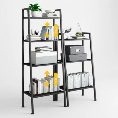 Space Saving Ladder Trapezoidal Plant Stand 4 Tier Metal Flower Shelf for Small Apartment Living Room Balcony