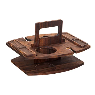 Disposable Wooden Dinner Plate Multi-layer Portable Tray Picnic Party Snacks Wine Storage Solid Wood Wine Holder