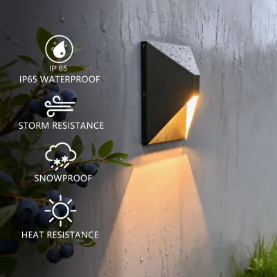 ETL Certified 8" 12W 5CCT Tunable Exterior LED Wall Light IP65 Aluminum Remote Control Wall Mount Fixture for Outer Wall