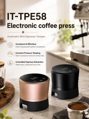 Press Free Mini Electric Powder Press Machine 58mm Portable Electronic Automatic Espresso Coffee Tamper Reduce Channeling
