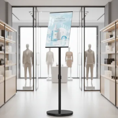 BOZE Retractable Commercial Poster Display Rack Rotating Board Adjustable Height Angle Corrosion Protection Metal Construction