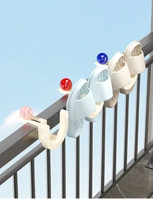 Adjustable Balcony Shoe Rack Anti-Theft Window No-Drill Wall-Mounted Inverted Outdoor