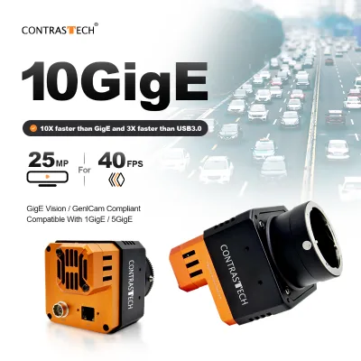 Contrastech 25MP 43fps Python25K 10GigE Machine Vision Industrial Camera for VR and AR Mars25MP-43Tgm/Tgc