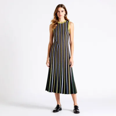Fashionme 2026 Women Summer Boho Maxi Dresses Vacation Beach Striped,Sleeveless Back Shirred Beach Long Sundresses