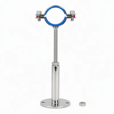 Food Beverage Plant Pipe Support Stand Stainless Steel 304 M8 Rod Pipe OD 12-168mm in Stock Factory Made