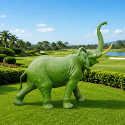 Animal statues, elephant sculptures, outdoor display, popular art style, painted resin, glass fiber, craftwork, resin craftwork