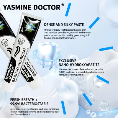 Teeth Whitening Toothpaste Wholesale Custom Mint Natural Activated Bamboo Charcoal with Fluoride Herbal Ingredient for Home Use