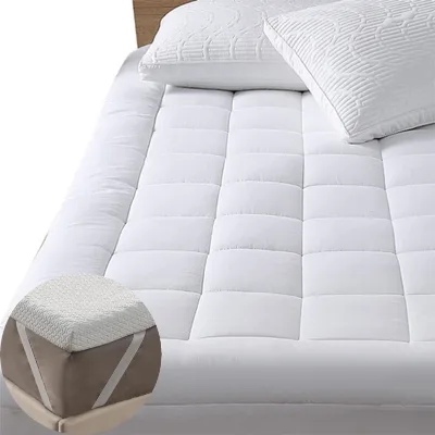 Soft single double queen full size hotel washable padded extra thick bed mattress pads toppers waterproof