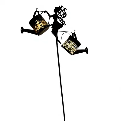 Small Solar-Powered IP65 Rated Iron Outdoor Lawn Lamp for Patios Gardens & Balconies; Decorative Hanging Tree Light