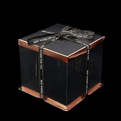 Wholesale Transparent Recycled PET Disposable Cake Boxes with Custom Logo for Bakery Dessert Bread Candy Birthday Parties