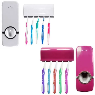 Wholesale Automatic Toothpaste Squeezer Hook Toothbrush Hanger Toothpaste Squeezer Toothbrush Holder Set