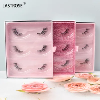 Handmade Vegan Half Lashes Half Circle Band Lashes With Custom 3pairs Lash Book Eyelash Packaging Box