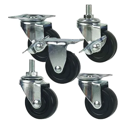 Top Plate Bearing 2 Inch Rubber Wheels Black Light Duty 2 Inch Fixed Swivel Castor Wheels Light Duty Caster Wheels