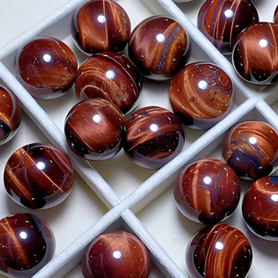 Around 22 Mm High Quality Polished Crystal Ball Red Tiger Eye Stone Sphere for Healthy Home Decor