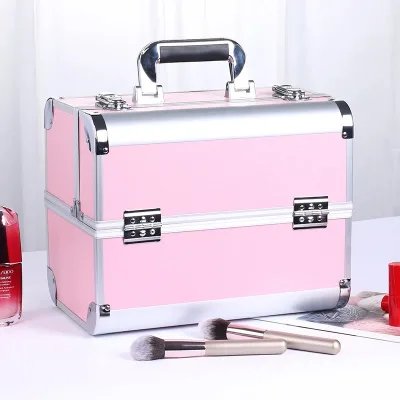 Carry on Luggage Makeup case Aluminum Alloy Makeup Suitcase Fashion Portable Cosmetic Bag Travel Cosmetic Organizer Storage Box