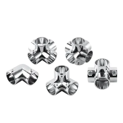 Stainless Steel Round Pipe Connector Drying Rack Corner Joint Fastener Flange for Wardrobe Hardware