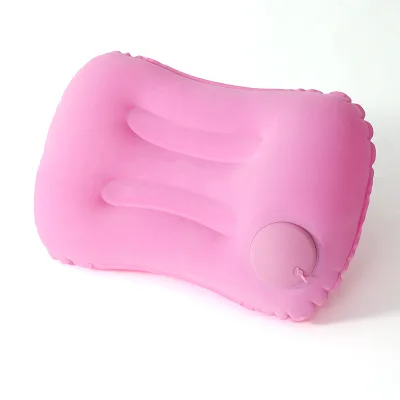 Inflatable Flocking Square Neck Pillow with Automatic Inflating Portable Lightweight Travel Pillow for Airplane Use