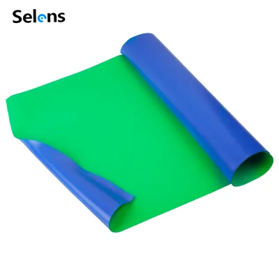 Selens 1.6m*0.625m SFC-CF-1.6-BG Double Sided Chroma Key Green Blue Screen Background Floor Mat for Live Streaming Video Studio