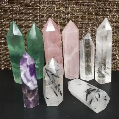 Natural Amethyst Rose Quartz Stones Obelisk Crystal Wand Point Crystal Semi-precious Healing Stones for Crystals and Stones