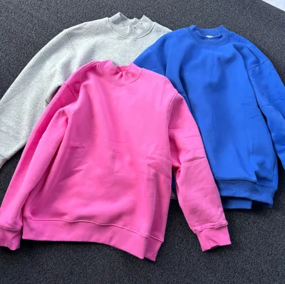 OEM Embroidered Printed Women Sweatshirts Pullover Blank Plain Ribbed Women Sweatshirt