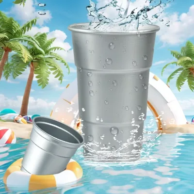 Eco Friendly Lightweight Reusable Oxidized Aluminum Beer Cup Stackable Metal Tumbler for Outdoor Beach Cold Drink Use