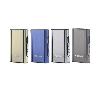 High Quality Custom Automatic Cigarette Light Case 10 Piece Pack Aluminum Alloy Metal Cigarette Box
