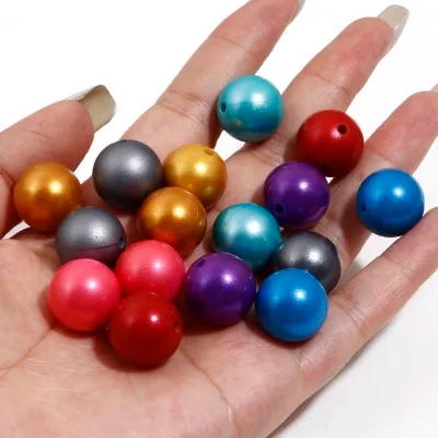 Metallic Silver Golden Print 15mm Silicone Beads Round Teething Beads Food Grade Silicone Chewable Beads for Bracelet Keychain
