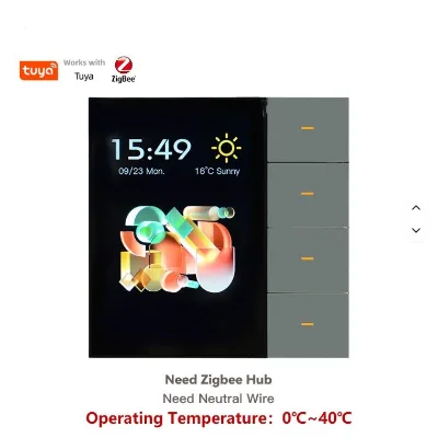 Wireless Zigbee Smart Home 3.5 Inch IPS Bar Dimming Wall Switch