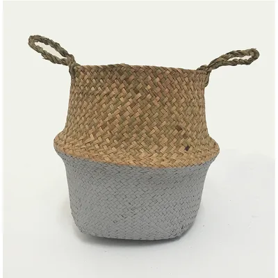 Hand Woven Eco-friendly Belly Seagrass Hanging Plant Basket with Handles