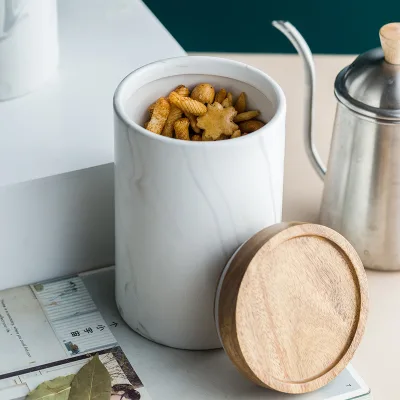 Kitchen Food Storage Ceramic Canister Airtight Ceramic Canisters With Bamboo Lid