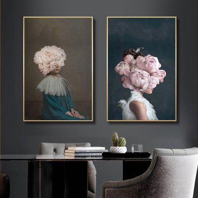 Abstract Flowers Women Canvas Painting Modern Posters and Prints Wall Art Picture for Living Room