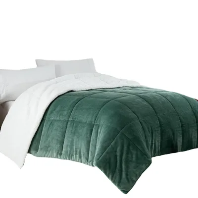 New Custom Design Luxury Soft Machine Washable Wool Like Reversible Sherpa Quilt