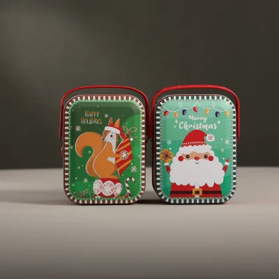 Christmas Gift Spice Mint Brushed Metal Tinplate Box Packaging Custom Printed Logo Small Candy Chocolate Tea Tin Box With Lid