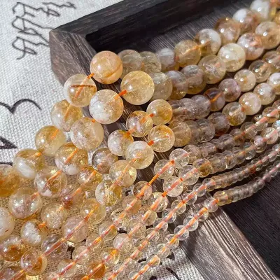 High Quality Round Citrine Bead Strand MANCHAO Brand for Handmade DIY Bracelets Necklaces & Other Jewelry Production