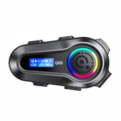Q08 Dairle Motorcycle Helmet Wireless Earphone FM Radio RGB Light IPX6 Waterproof for 5.3 AI Voice Assistant 3.7V 1000mAh