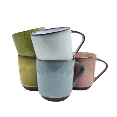 colour glaze tea cups STONEWARE 12oz milk cup best quality ceramic coffee mugs