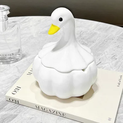 BEST Ceramic Duck Cookie Jar Eco-Friendly & Non-Toxic Custom Color Cute Personality Living Room Coffee Table Office Decoration
