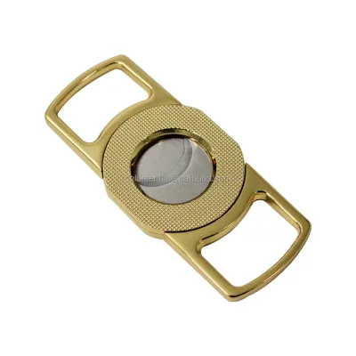 Wholesale High Quality Stainless Steel Double Blade Free Custom Logo Gold Cigar Accessory Cigar Cutter