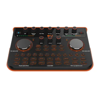 GCJ BT Mini Sound Mixer Board 3000mAh Battery Noise Cancelling Voice Changer Wireless Multiple Sound Effects for Two-Person Live