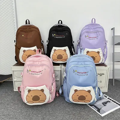 2025 New Capybara Trendy Backpack for Women Middle and High School College Students Casual School Bag