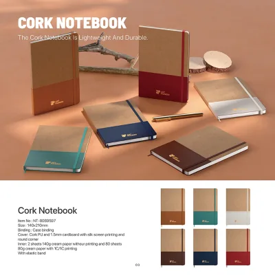 Natural Cork Hard Cover Notebook Lightweight and Durable Co-Friendly Cork Notebook