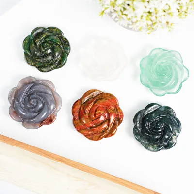 Natural Crystal Rose Flower Mixed Material Crystal Carving Crafts for Valentine's Day Gifts