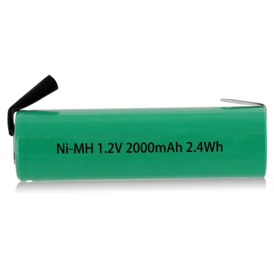 Electric Shaver Aa Nimh Solder Tab AA Flat Top Rechargeable Battery 2000mah 1.2v Battery