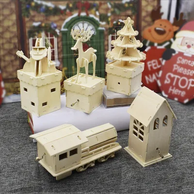 Wooden Hand-cranked Spring Creative Desktop Display Music Box Decorative Item