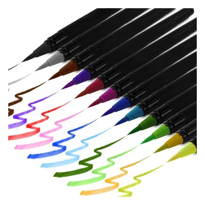 2025 Primary Art Markers Flexible and Real Brush 24 Colors Watercolor Brush Pens