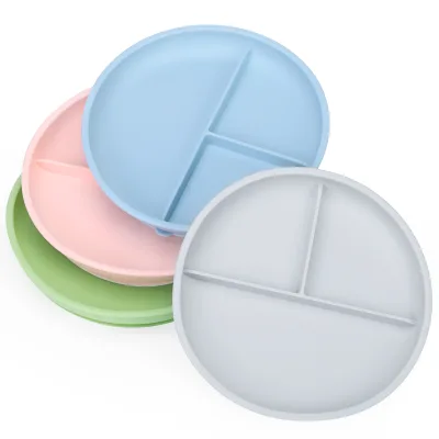 New Baby Product Bpa Free Divided Toddler Plate Reusable Kids Dining Non Toxic Unbreakable Silicone Baby Plate