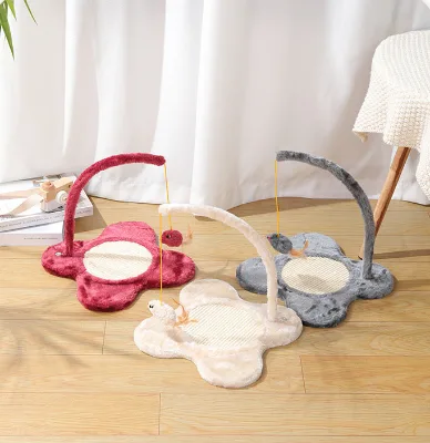 SY2025 Wholesale Cat Toys Custom Cat Supplies Spiral Wire Spring Linen Disc Cat Scratch Board Linen Mouse Pet Supplies